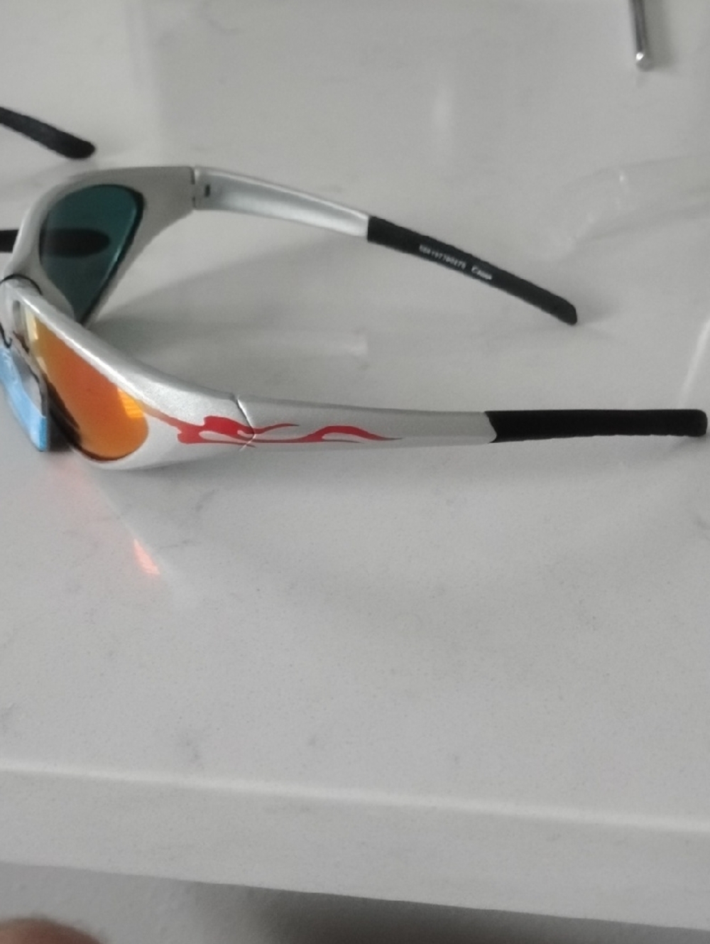 2 Pair Silver Frame Sunglasses with Orange-Red Mirror Lenses - Picture 5 of 13